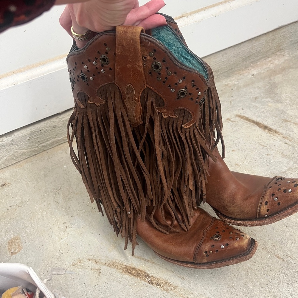 Brown Fringe Cowboy Boots